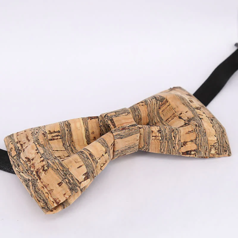 Men's Cork Graphic Lines Wooden Bow Tie - Image 6