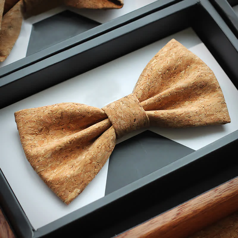 Men's Creative Cork Wood Pattern Party Bow Tie - Image 5