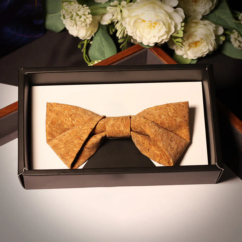 Men's Creative Cork Wood Pattern Party Bow Tie - Image 7