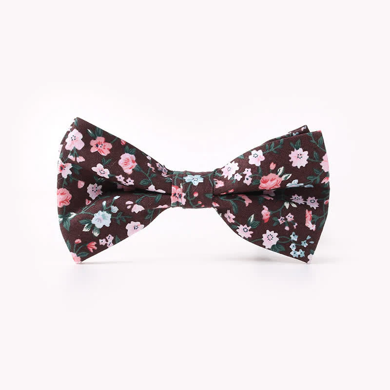 Men's Cotton Floral Print Double Layered Bow Tie