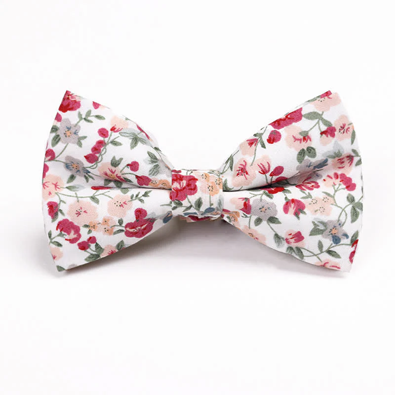 Men's Cotton Floral Print Double Layered Bow Tie - Image 11