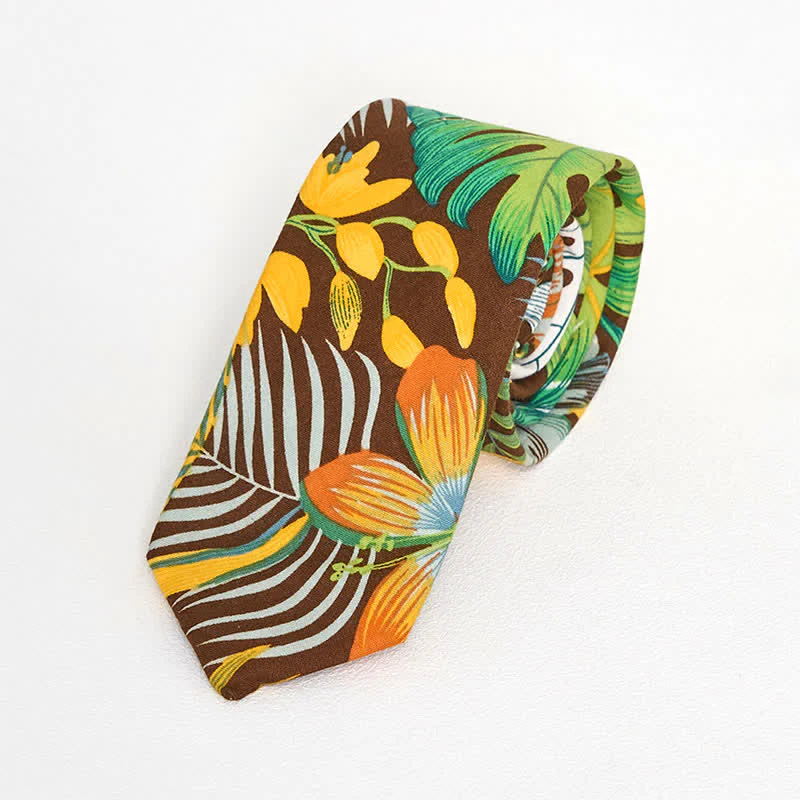Men's Cotton Printed Floral Skinny Necktie - Image 9