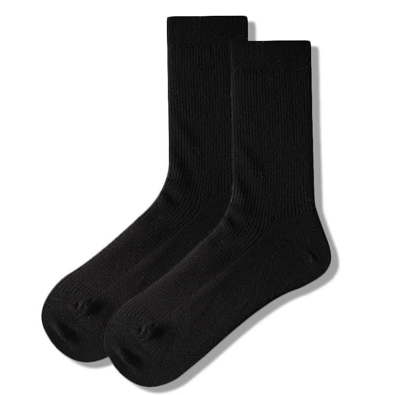 Men's Cozy Solid Color Ribbed Cotton Socks - Image 10