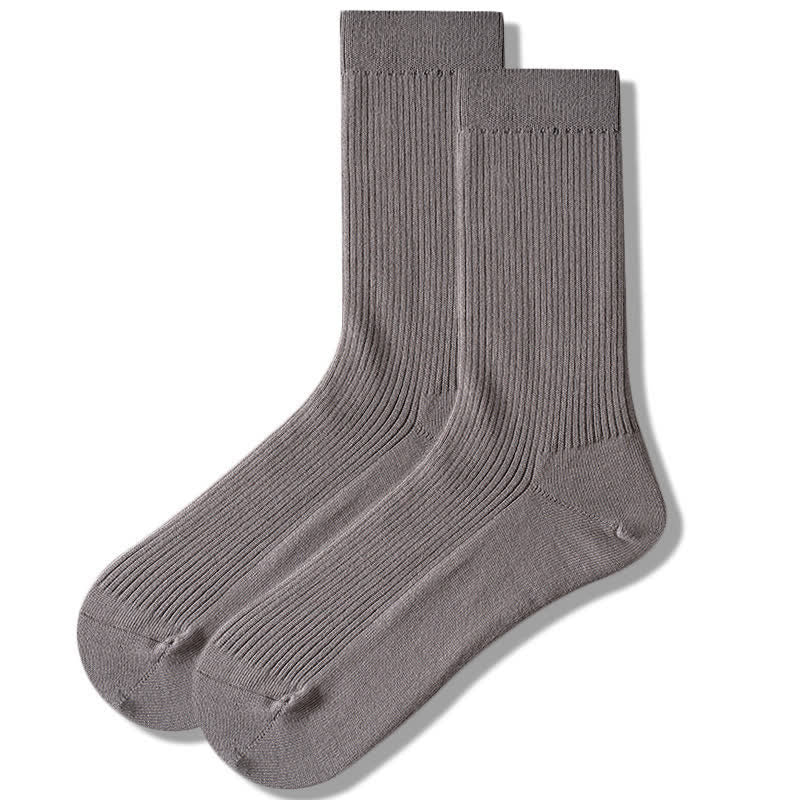 Men's Cozy Solid Color Ribbed Cotton Socks - Image 11