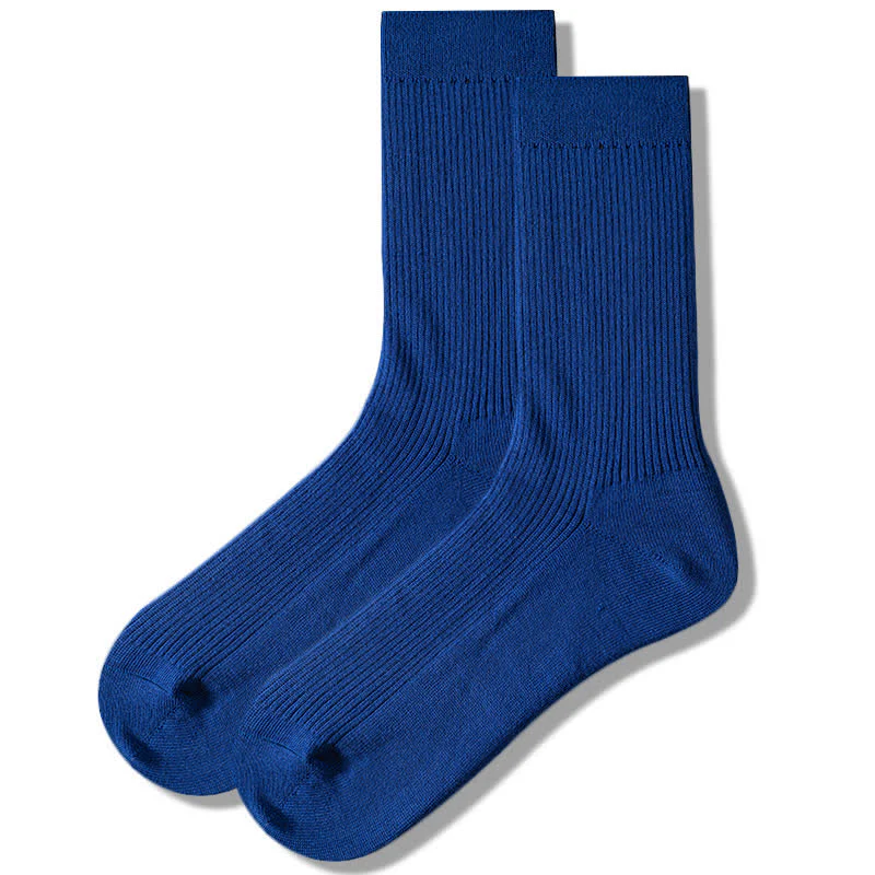 Men's Cozy Solid Color Ribbed Cotton Socks - Image 12