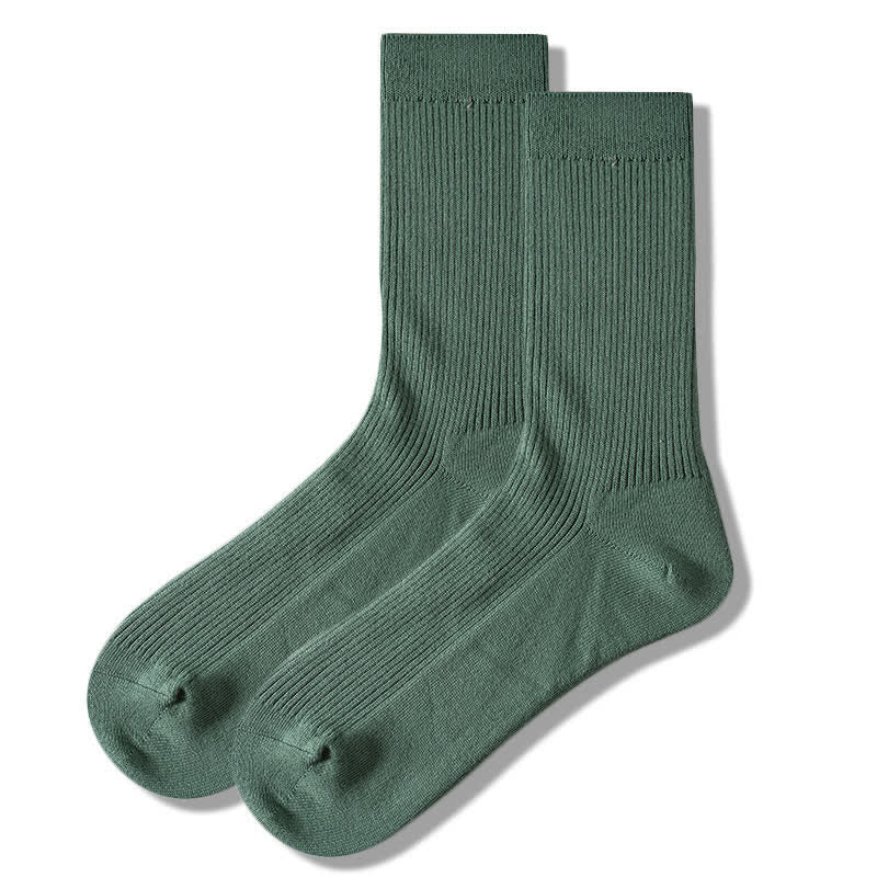 Men's Cozy Solid Color Ribbed Cotton Socks - Image 13