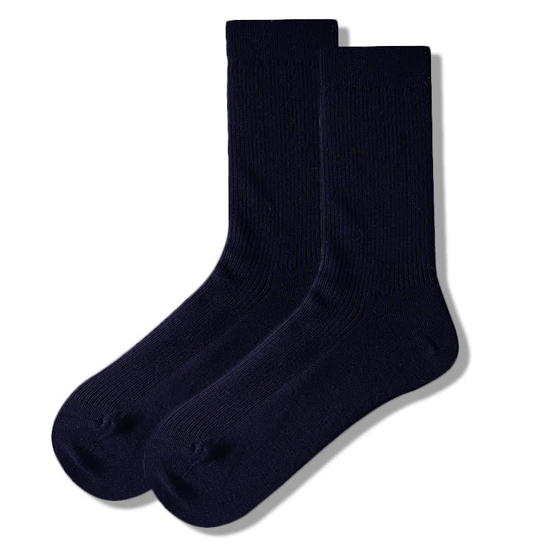 Men's Cozy Solid Color Ribbed Cotton Socks - Image 14