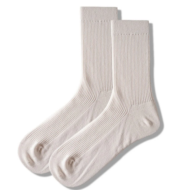 Men's Cozy Solid Color Ribbed Cotton Socks - Image 3