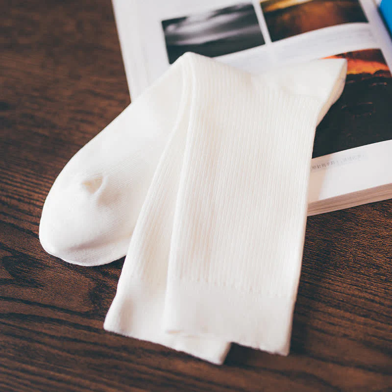 Men's Cozy Solid Color Ribbed Cotton Socks - Image 4