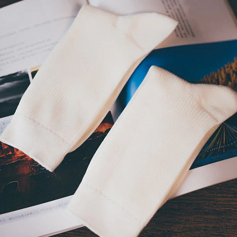 Men's Cozy Solid Color Ribbed Cotton Socks - Image 5