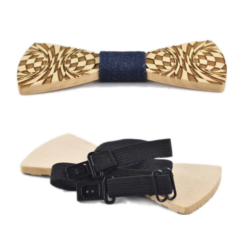 Men's Creative Dizzy Engraving Pattern Wooden Bow Tie - Image 3