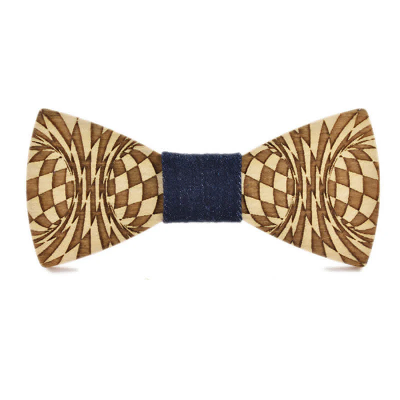 Men's Creative Dizzy Engraving Pattern Wooden Bow Tie - Image 5