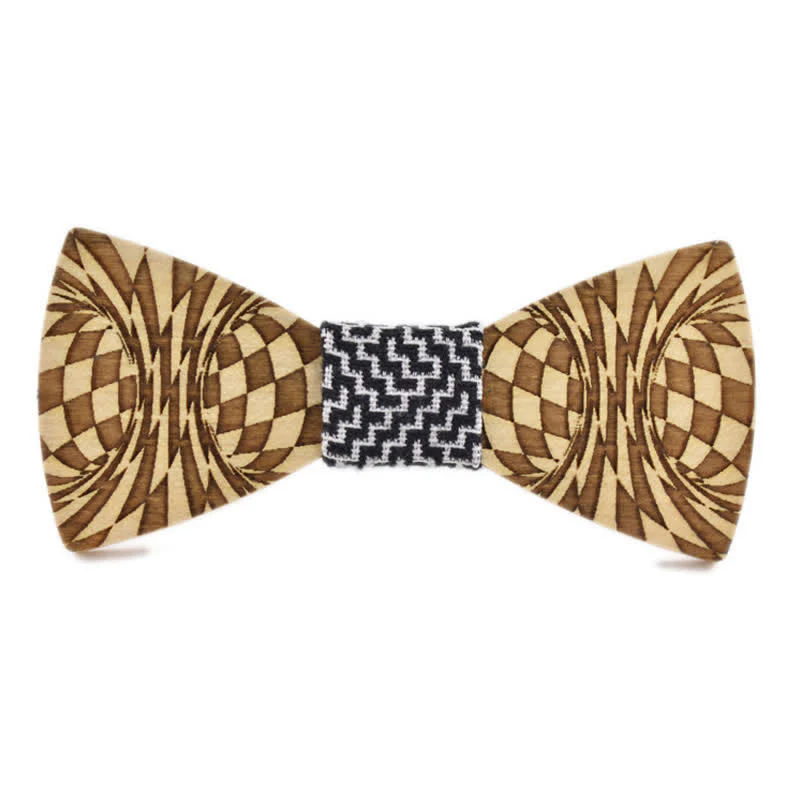 Men's Creative Dizzy Engraving Pattern Wooden Bow Tie - Image 6