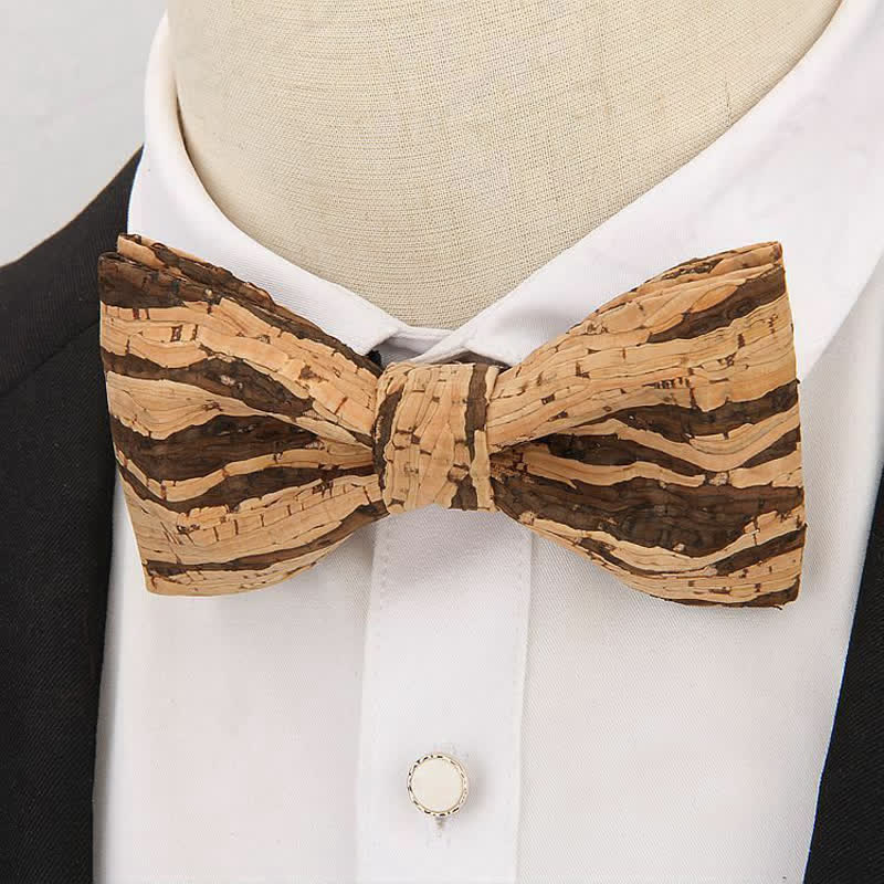 Men's Creative Plain Cork Wooden Bow Tie - Image 2