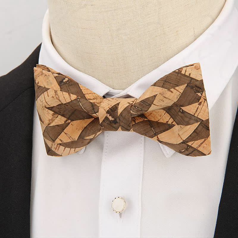 Men's Creative Plain Cork Wooden Bow Tie - Image 8