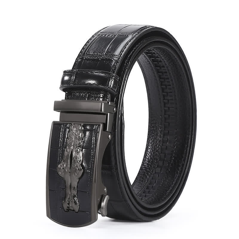 Men's Crocodile Pattern Automatic Buckle Leather Belt - Image 15