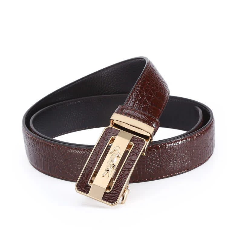 Men's Crocodile Pattern Automatic Buckle Leather Belt - Image 3