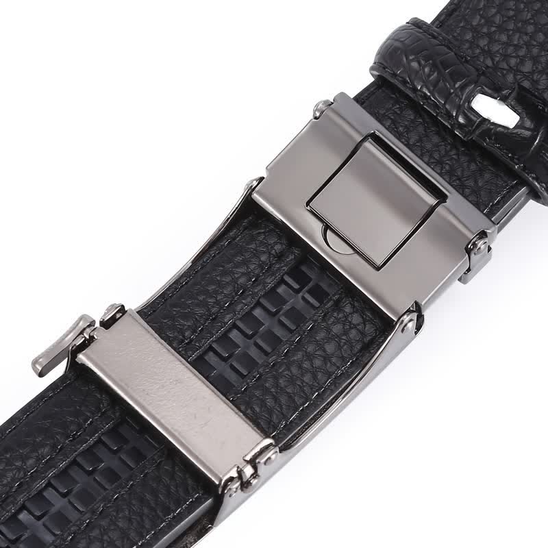 Men's Crocodile Pattern Automatic Buckle Leather Belt - Image 9