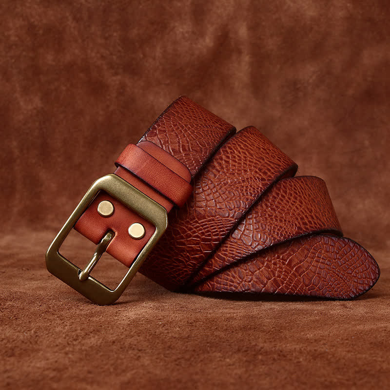 Men's Crocodile Print Full Grain Leather Belt - Image 13