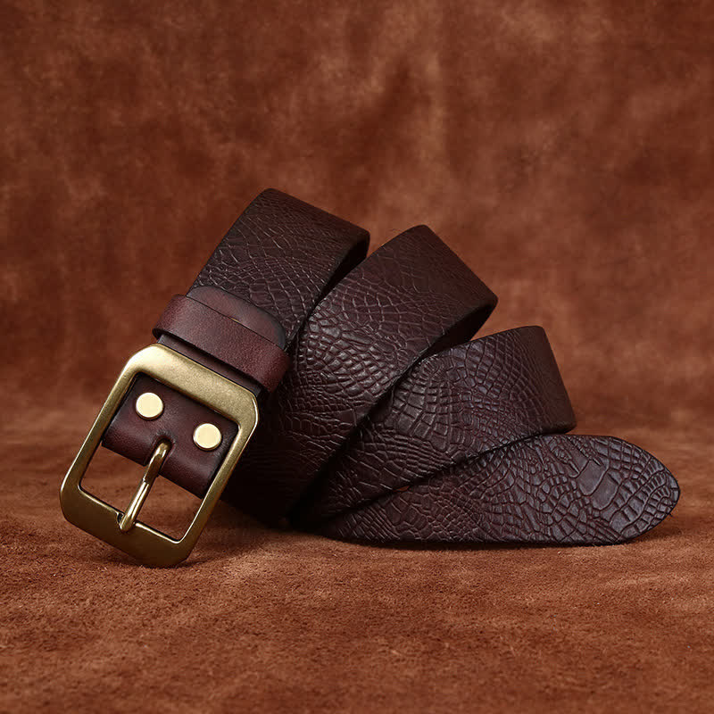Men's Crocodile Print Full Grain Leather Belt - Image 4