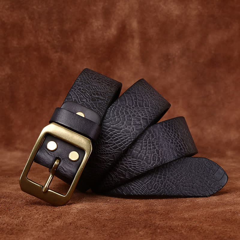 Men's Crocodile Print Full Grain Leather Belt - Image 7