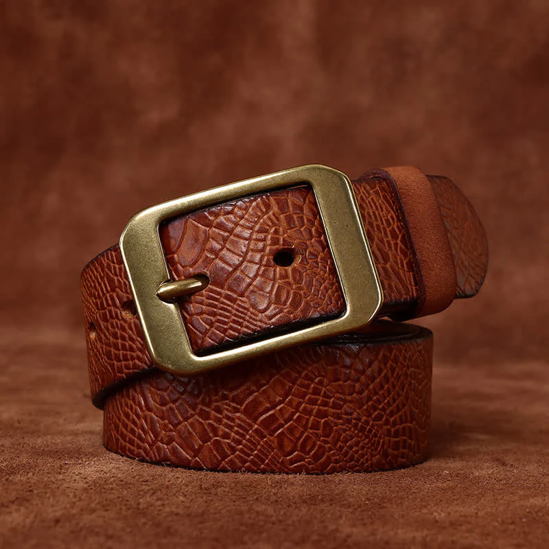 Men's Crocodile Print Full Grain Leather Belt - Image 9