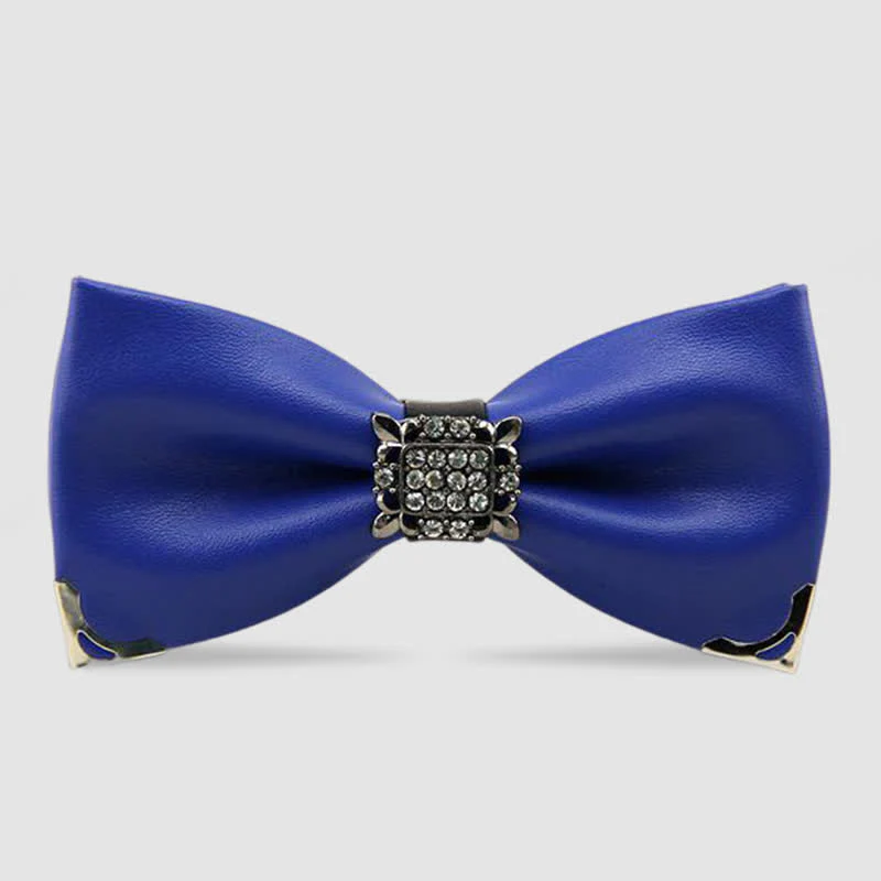 Men's Crystal Rhinestone Leather Bow Tie - Image 4