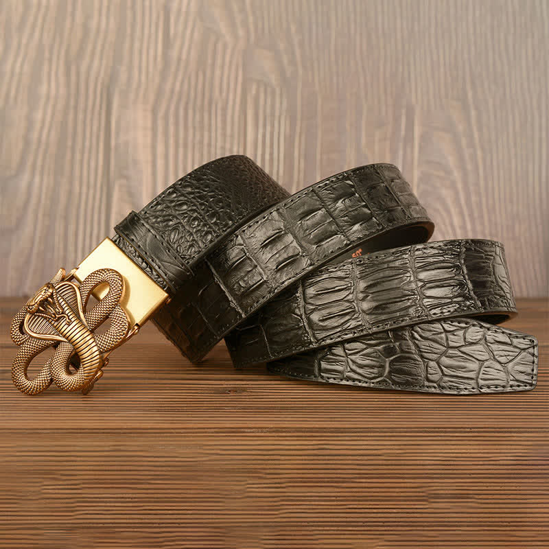 Men's Curled Cobra Alligator Pattern Leather Belt - Image 6