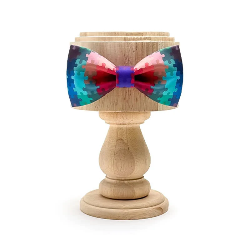 Men's Current Multicolored Puzzle Printing Bow Tie - Image 3