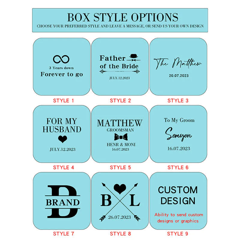 Men's Custom Engraving Box Surface Wedding Day Wooden Cufflinks Set - Image 4