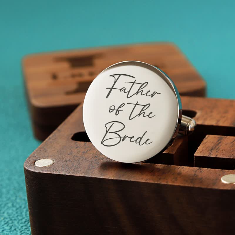 Men's Custom Engraving Box Surface Wedding Day Wooden Cufflinks Set - Image 8