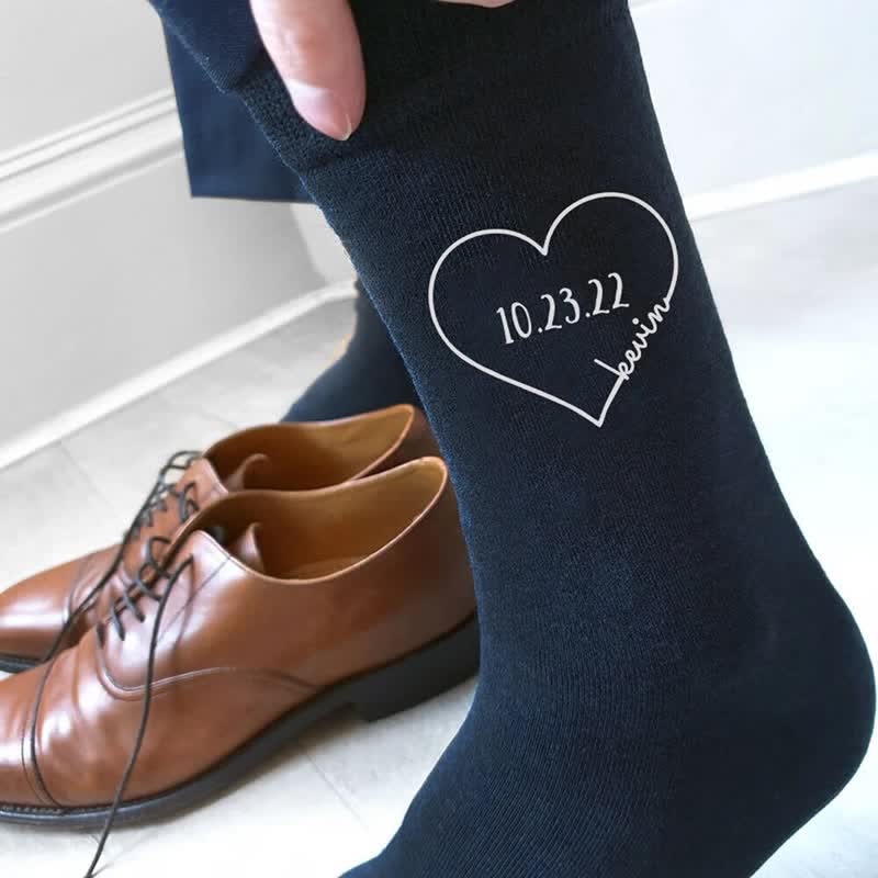 Men's Custom Name Black Groomsmen Wedding Crew Socks - Image 6