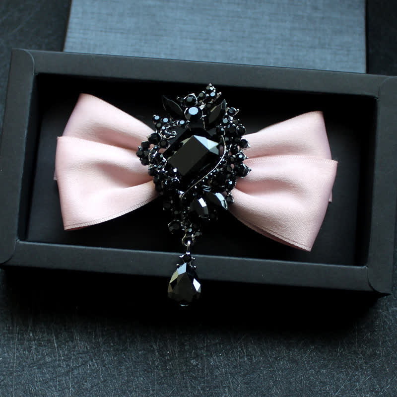 Men's Dangle Crystal Applique Ornament Bow Tie - Image 13