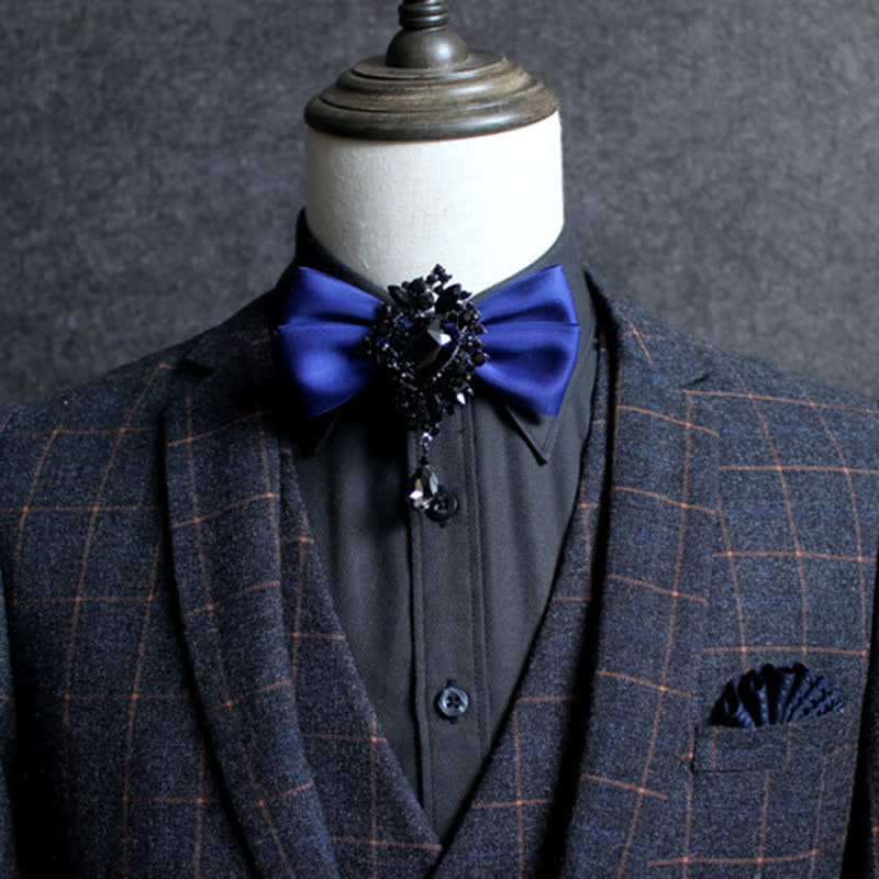 Men's Dangle Crystal Applique Ornament Bow Tie - Image 3