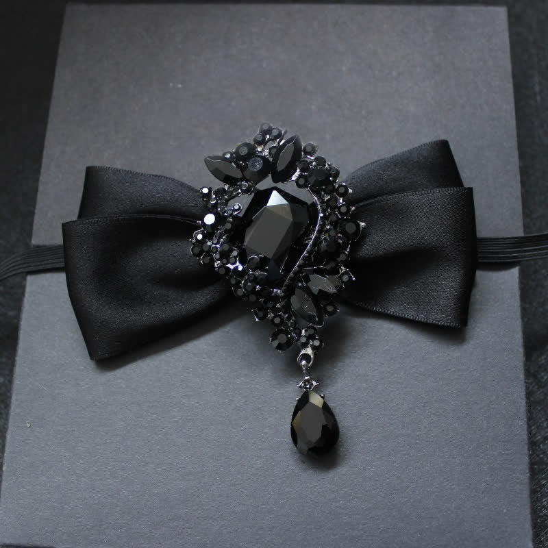 Men's Dangle Crystal Applique Ornament Bow Tie - Image 4