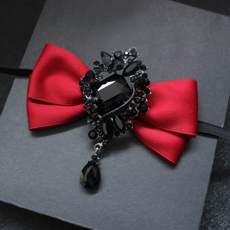Men's Dangle Crystal Applique Ornament Bow Tie - Image 7