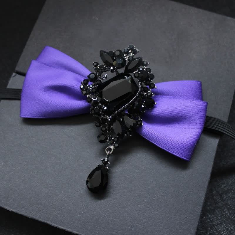 Men's Dangle Crystal Applique Ornament Bow Tie - Image 9