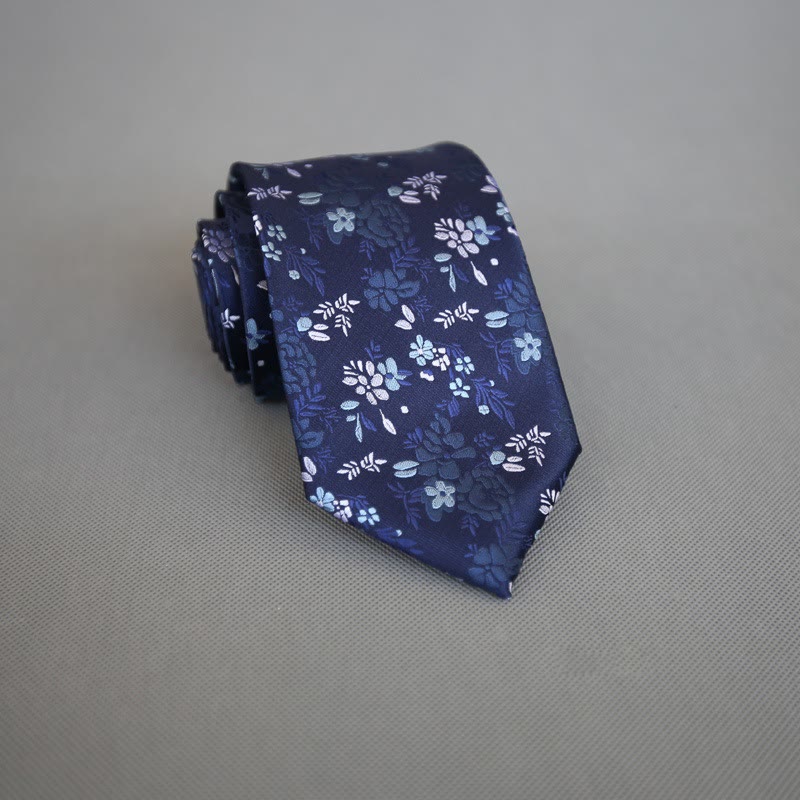Men's Dark Background Colorful Flowers Polyester Necktie - Image 2