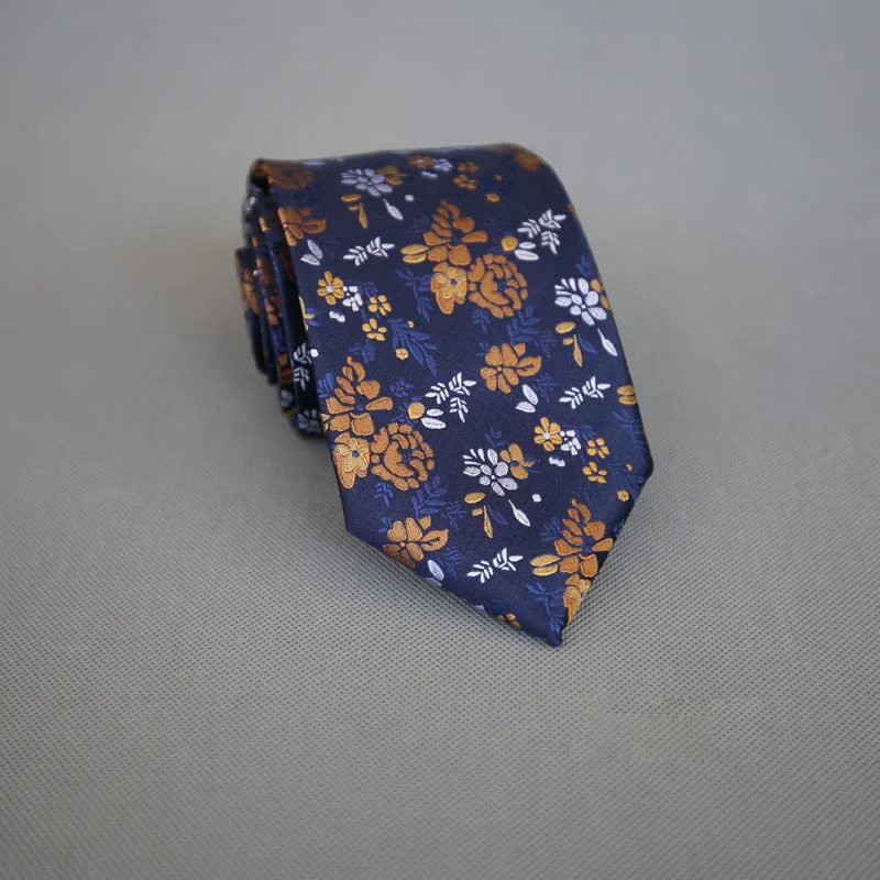 Men's Dark Background Colorful Flowers Polyester Necktie - Image 3