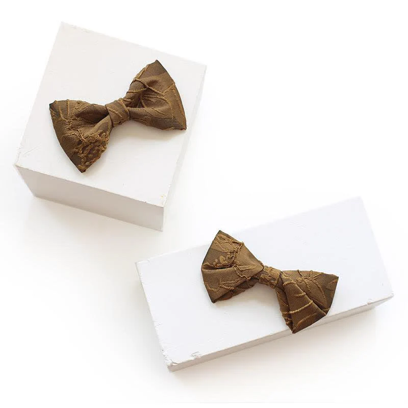 Men's Dark Coffee Color Floral Jacquard Bow Tie - Image 2