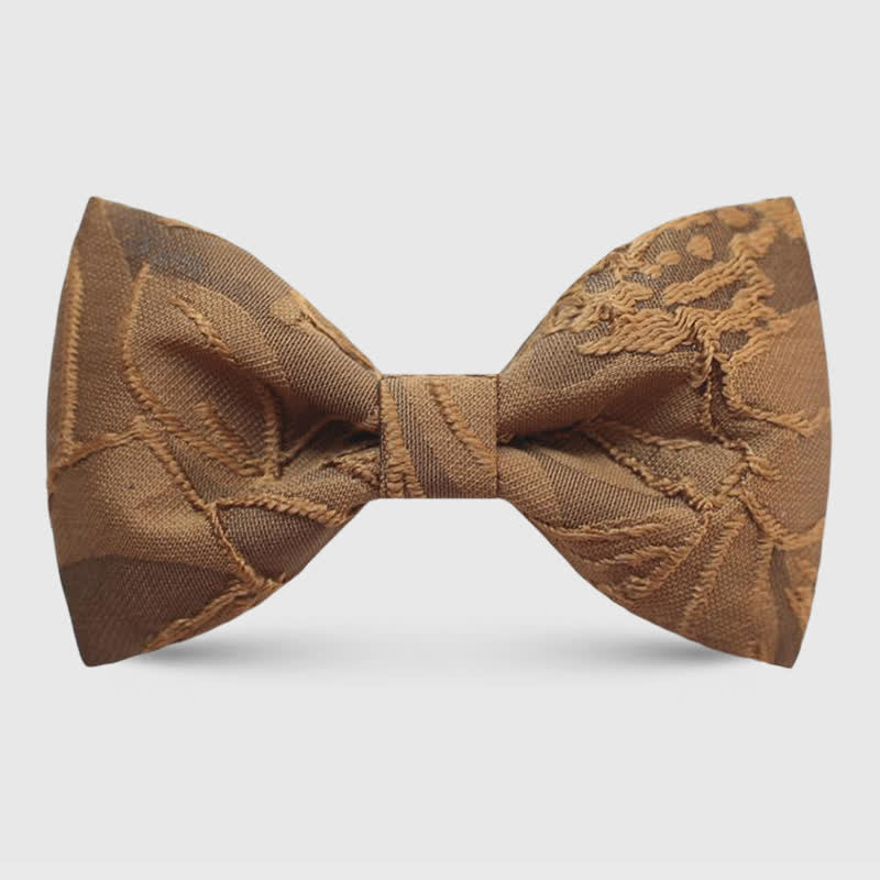 Men's Dark Coffee Color Floral Jacquard Bow Tie - Image 3