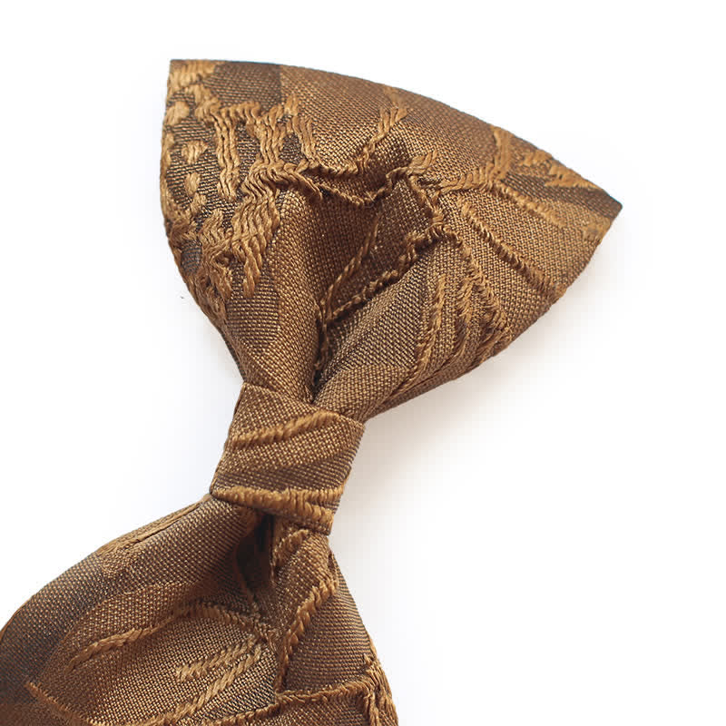 Men's Dark Coffee Color Floral Jacquard Bow Tie - Image 5