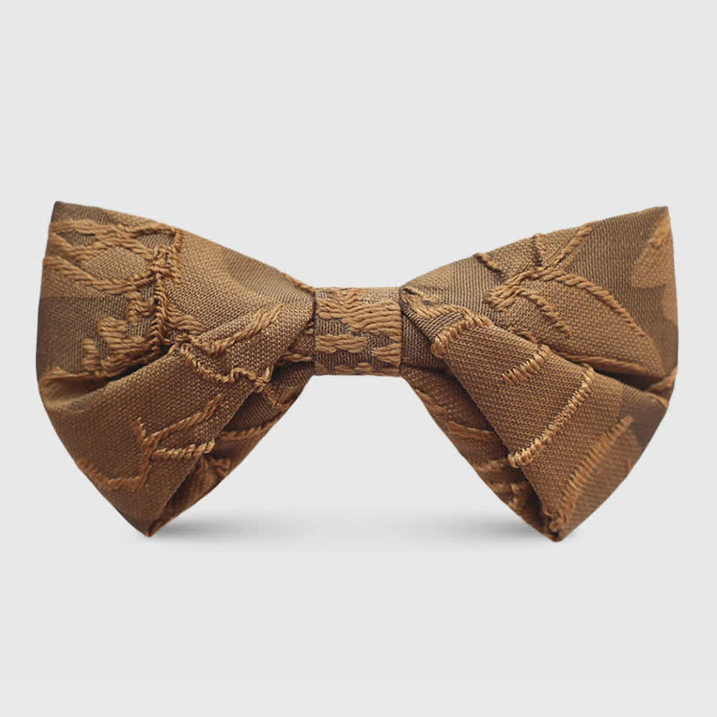 Men's Dark Coffee Color Floral Jacquard Bow Tie - Image 6