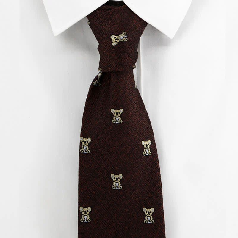 Men's Dark Coffee Lovely Yellow Koala Necktie - Image 2