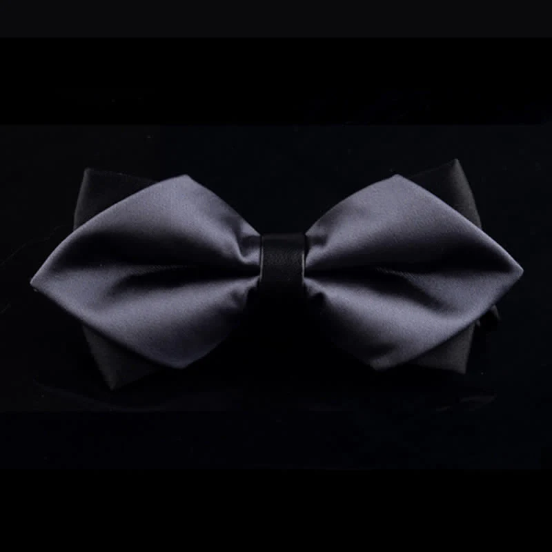 Men's Dark Gray Double-layer Pointy Bow Tie