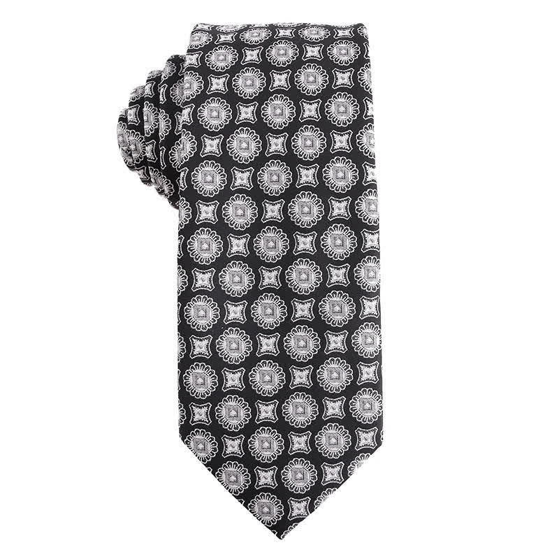 Men's Dark Gray Series Paisley Polka Dots Stripes Necktie - Image 6