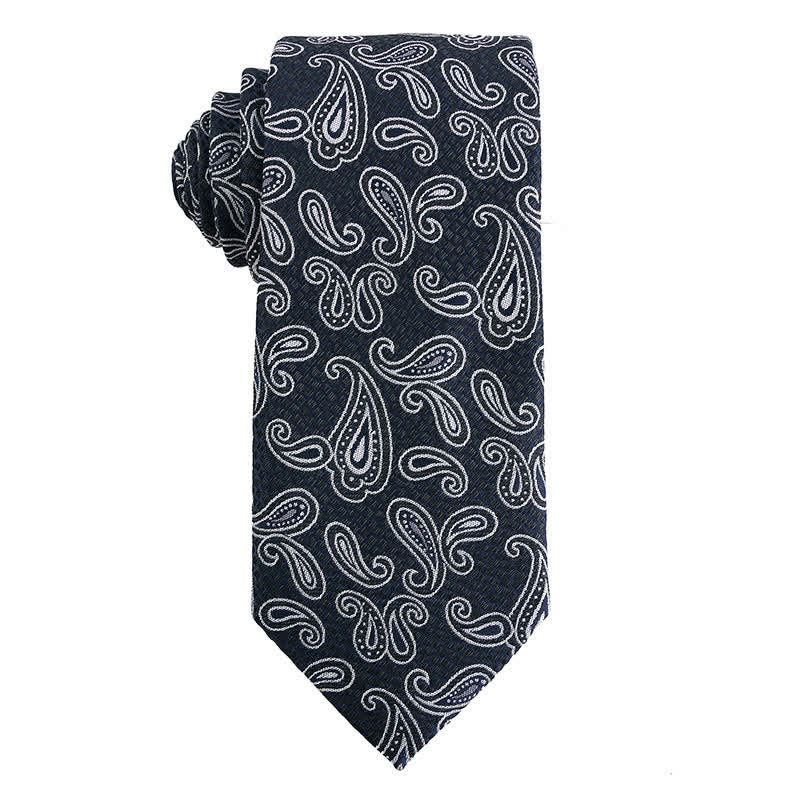 Men's Dark Gray Series Paisley Polka Dots Stripes Necktie - Image 8