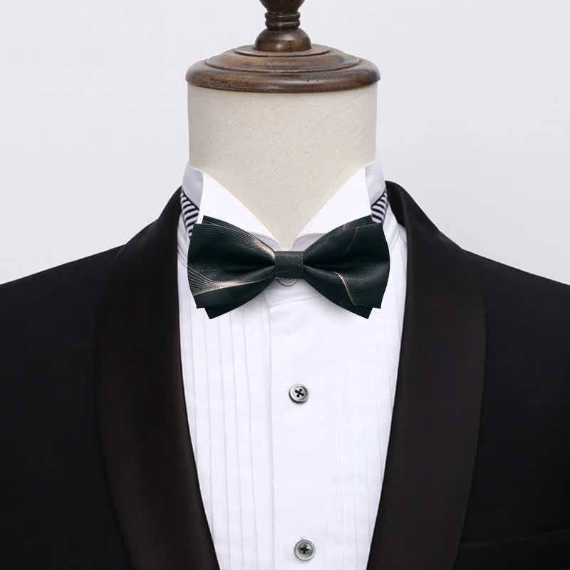 Men's Dark Green Aurora Print Bow Tie - Image 2