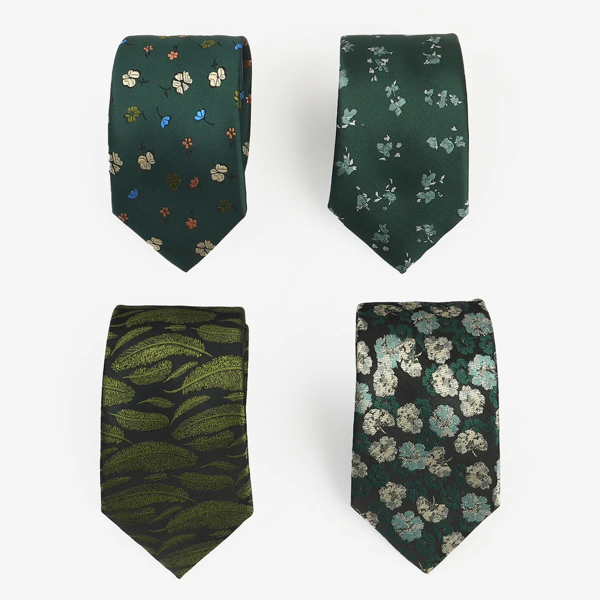 Men's Dark Green Whimsical Pattern Hand-tied Necktie