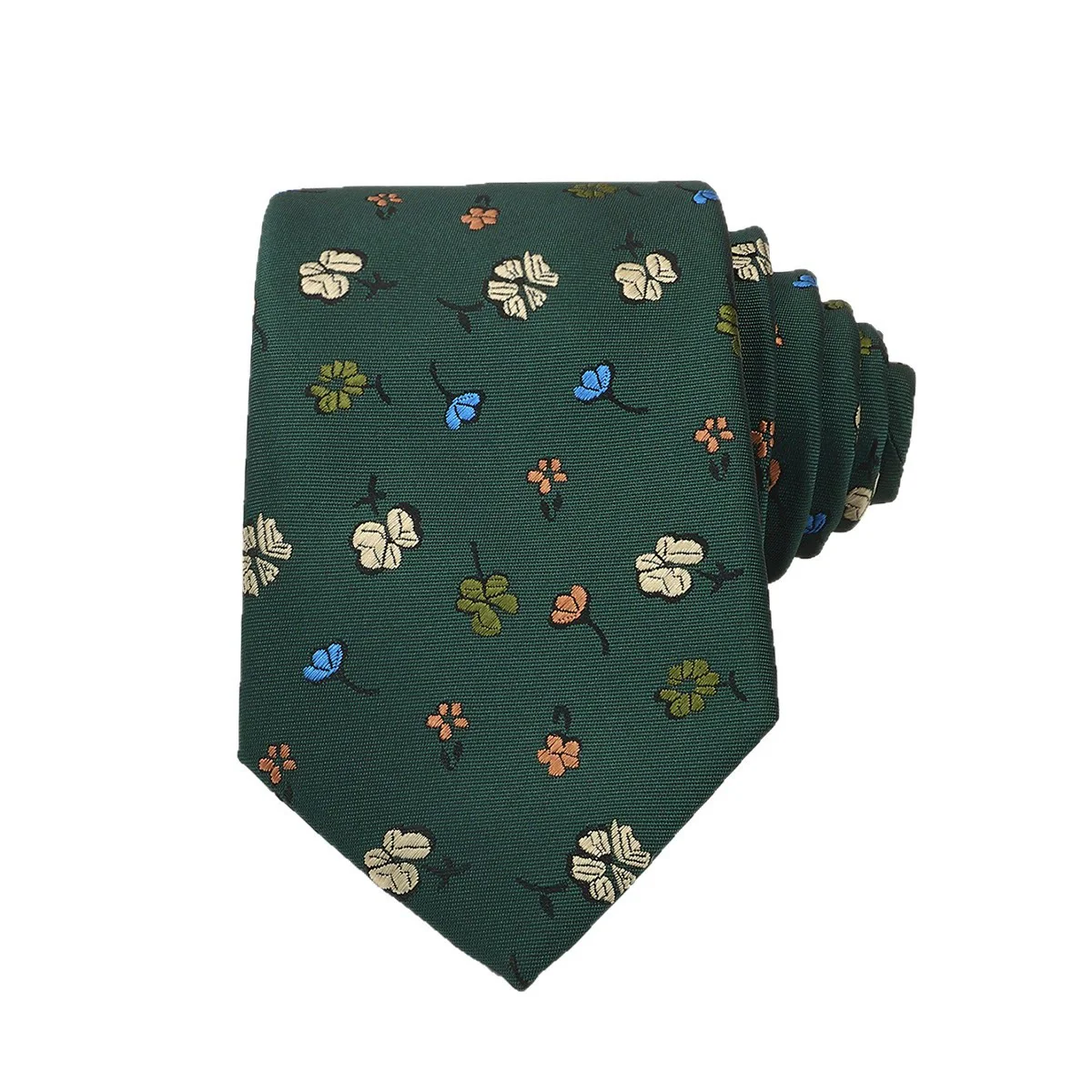 Men's Dark Green Whimsical Pattern Hand-tied Necktie - Image 8